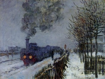 Tren en la nieve la locomotora Monet Pinturas al óleo